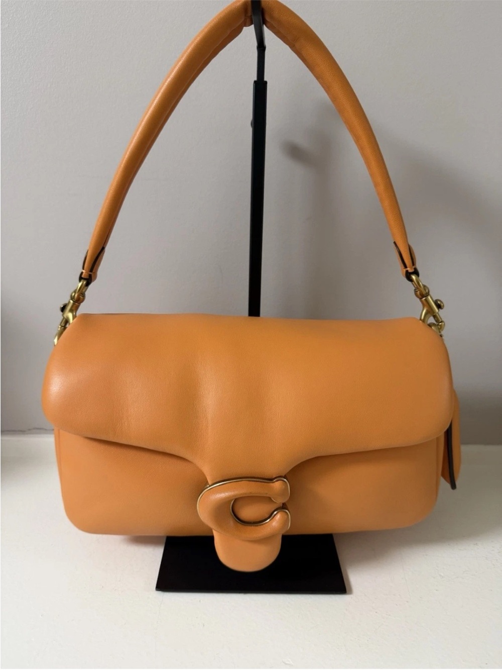 Coach Puffy Tabby, Leather Shoulder Bag in Caramel Orange!